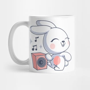 Cute bunny dancing and listening to music Mug